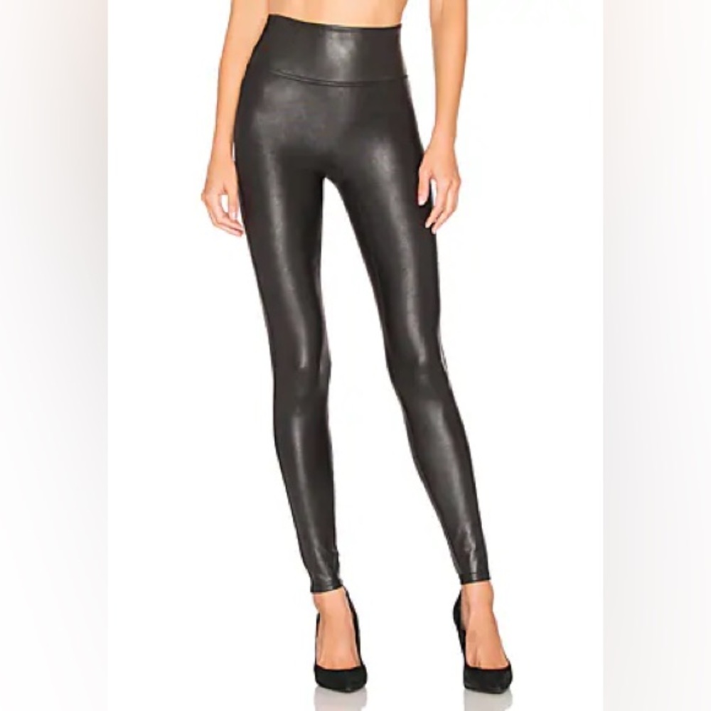 SPANX Glossy Black Faux Leather Leggings